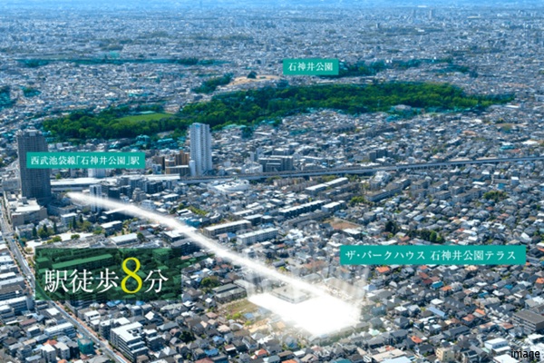 現地周辺航空写真｜ザ・パークハウス石神井公園テラス